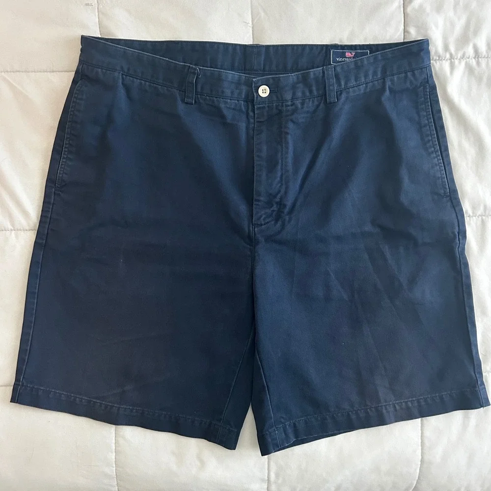 Vineyard Vines Mens Navy Blue 100% Cotton Chino Shorts Size 38 9 Inch Inseam